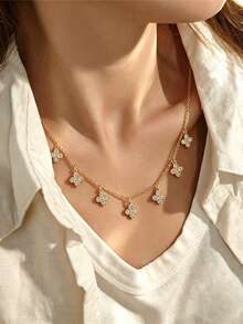 1 chiếc dây chuyền mạ vàng 18k, kiểu dáng đa năng, phù hợp cho các buổi hẹn hò, tụ họp, làm quà tặng và đeo hàng ngày. - Vàng - Xem 1
