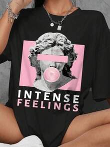 T-Shirt With Intense Feelings Design For Casual Use At The Gym Or In Summer - Black - View 8