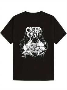 Unisex Men's T-Shirt With Potato Meat Creep Cast Design, Machine Washable, 180 Grams, Size S, Black, Perfect Easter Gift For Dads, Moms, Friends And Canadians - 黑色 - 查看 1