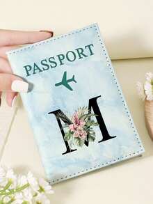 1pc A-Z 26 Letters Fashionable Letter Print Stylish Burgundy Passport Cover, Premium PU Leather Passport Wallet With Multi-Card Pockets For Credit Cards, Boarding Passes, And IDs, Compact And Portable Travel Essentials Organizer For Women, Men - Pink - View 37