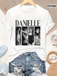 [Artículo Personalizado] Camiseta Retro Personalizada con Foto en Blanco y Negro, Camiseta con Foto Personalizada, Camiseta Unisex Personalizada con Imagen Vintage, Camiseta con Tu Propia Foto, Camiseta para Mamá, Regalo de Cumpleaños. Camiseta holgada, casual y versátil. - Blanco - Ver 2