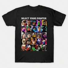 Camiseta M1en Selecciona tu luchador U3 M1ortal Kombat Camiseta estampada T1EEs Top 220G algodón grueso unisex casual, textura suave y tacto agradable, cómodo y agradable para la piel. Estilo clásico y sencillo que nunca pasa de moda, adecuado para ir al trabajo, hacer deporte, viajar, vacaciones y cualquier ocasión informal. - Negro - Ver 1