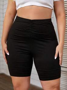 Shorts biker fruncido - Negro - Ver 1