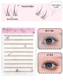 120pcs/Set Small Flame Style C-Curl Transparent Stem False Eyelashes, Glue-Free DIY Cute Cartoon Natural Look, Reusable, Lightweight And Easy To Use, Suitable For Daily, Commute, Party And Other Occasions - C - View 5