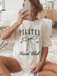 1 pieza de camiseta Pilates Princess, camiseta deportiva femenina y coqueta, regalo para amantes del pilates, top de ejercicio, regalo de pilates, camiseta de pilates, camiseta para entrenamiento en el gimnasio. Camiseta de una pieza de manga corta con cuello barco y color sólido para mujer, adecuada para el verano, se combina con camisas estampadas, blusas de mujer y camisetas estampadas de manga corta. Ropa de Mujer 210g 100% Algodón, los diseños son todos estampados. Unisexo. - blanco - Ver 6