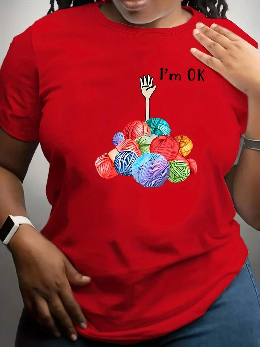 Fashionable Women's T-Shirt - [紅色的] - 查看 1