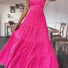 Holidaya New Vintage Floral Birthday Wedding Multi-Layer Patchwork Cute Bow Tie Dress For Women - Rosa Fucsia - Ver 7