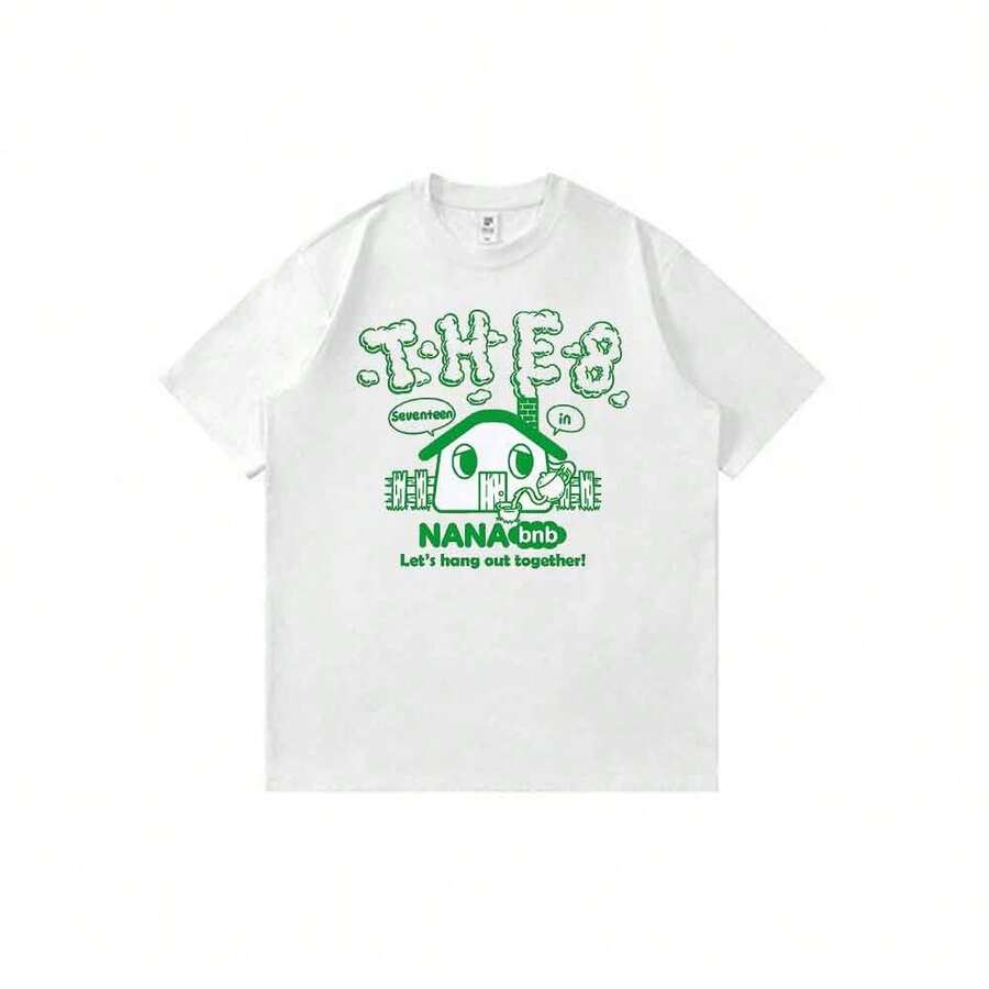 Camiseta unisex con estampado de dibujos animados de anime de Seventeen-Nana-Bnb-The8, estilo urbano y casual de verano. - Blanco - Ver 1