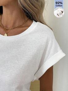LUNE Camiseta de Manga Murciélago con Cuello Redondo, Casual - Blanco - Ver 8