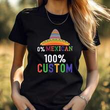 Camiseta Personalizada con Diseño Coreano para el Cinco de Mayo, Camiseta Mexicana 0% Personalizada, Camiseta para el Cinco de Mayo con Tu Texto Aquí, Camiseta para Fiesta Mexicana, Camiseta para Festival Mexicano, Top de Verano - Negro - Ver 7