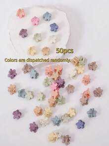 50pcs/Pack Random Color Flower Hair Clips, Suitable For Girls - Multicolor - View 6