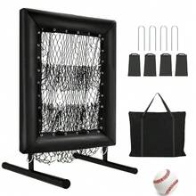 Studyset 9-Hole Baseball Pitching Net With Strike Zone, 5-Height Adjustable Pitching Net, Portable Trainer Nets For Baseball & Softball, Includes 4 U-Shaped Ground Stakes & 4 Sandbags - Black - View 6