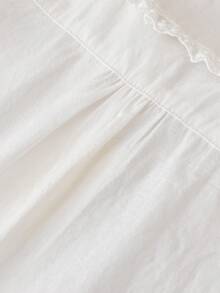 Girls' White Cotton Collared Long Sleeve Shirt, School Style, Autumn - White - View 6