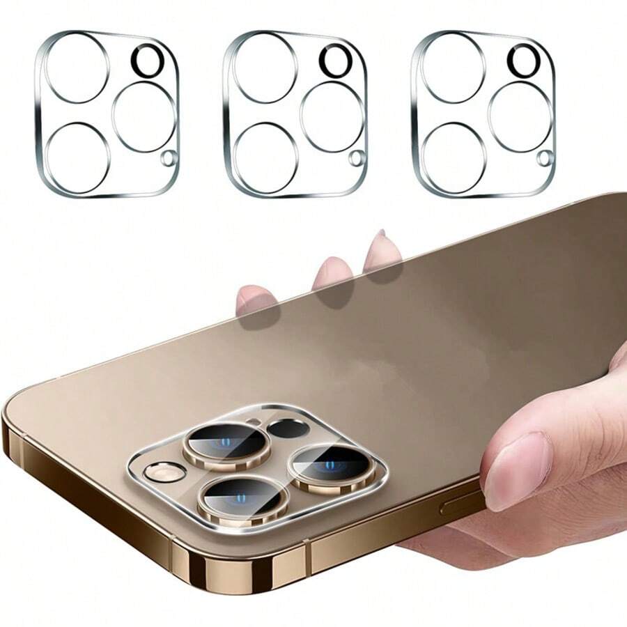 3pcs Camera Lens Protector Film, Compatible With Apple Phones, Waterproof, Anti-Fall, Anti-Shock, Anti-Scratch, Anti-Fingerprint, Full Coverage - Clear - View 1