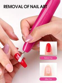 Kit de lime à ongles électrique portable, outils de manucure et pédicure, machine à polir les ongles convenant à une utilisation à domicile et en salon - Rose vif - Voir 5