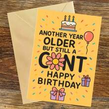 Cartão de aniversário engraçado e divertido (1 unidade), com mensagens animadas e engraçadas, ideal para festas de aniversário de adultos. Garantido para te fazer rir. Acompanha envelope de cor aleatória. - 18*13cm - Ver 1