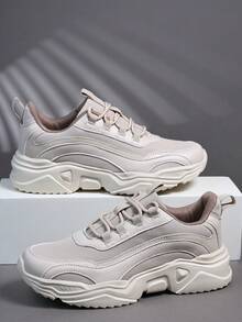 Giày thể thao nam, giày sneaker thường ngày, giày buộc dây đế mềm thoải mái, giày thể thao học viện cho nam, giày cổ thấp nhẹ nhàng dùng hàng ngày. - Màu Khaki - Xem 3
