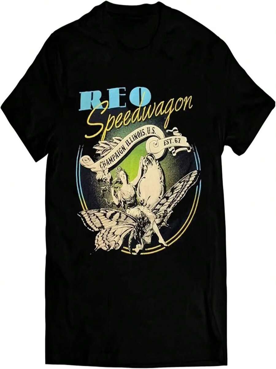 The ReoSpeedwagon Unisex Black T-Shirt Is The Perfect Gift For Fans And Is Available In All Sizes. - 黑色 - 查看 1