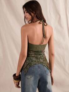Blusa casual de mujer con cuello de corbata y estampado de anacardo, versátil para uso diario - Multicolor - Ver 4