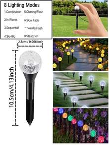 20/30 LED Solar Powered Garden Lights, Solar Crystal Ball Lawn Lamps, Waterproof 8 Lighting Modes Solar Bubble Ground Lights Flashing For Yard, Wedding, Party, Patio, Outdoor Camping Decor (Multi-Color/Warm White/White) - Bubble Ball Ground Light - View 11