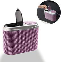 Thùng rác xe hơi lấp lánh, thùng rác treo có nắp đính đá lấp lánh, phụ kiện nội thất xe hơi - nhiều màu - Xem 13