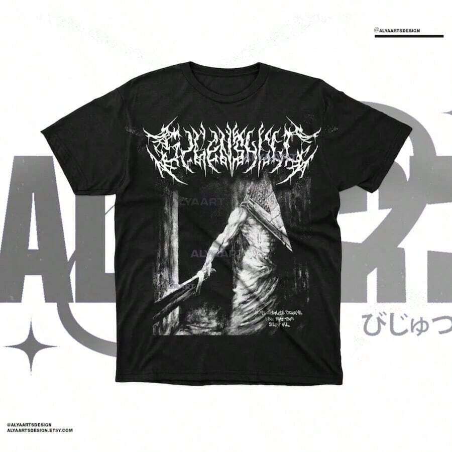 Silent Hill 2 Pyramid Head T-Shirt: Unisex Gamer Tee - Black - View 1