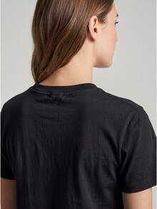 Women's Soft Pure Cotton T-Shirt, Round Neck, Soft, Lightweight, Breathable, Casual, Summer, For Everyday Wear, Elegant Blouses For Women. - 黑色 - 查看 2