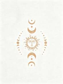 Limited Time Offer, Limited Quantities, Flash ! Women's Casual Shirts, Women's Polyester T-Shirts, Elegant Shirts, Sun And Moon Print T-Shirt, Women's Graphic Tee - 白色 - 查看 3