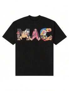Camiseta de Cuello Redondo con Estampado de Verano 2026, Camiseta Vintage de Rapero con Collage de Retratos, Camiseta Musical Vintage de los 90, Manga Corta Unisex, Ropa Superior para Hombres y Mujeres, Moda de  Global, Ropa de Verano de Algodón Puro, Camiseta para Hombres y Mujeres, Camiseta Gráfica, Ropa Urbana, Camiseta Divertida - Negro - Ver 7