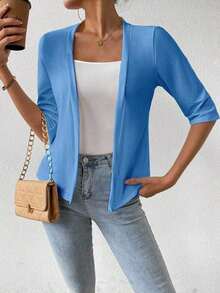 Chaqueta regular para mujer, cárdigan de verano - Azul - Ver 3
