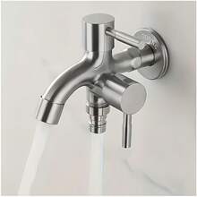 1-To-2 Faucet Splitter, Multifunctional Irrigation Faucet - Outdoor/Industrial Water Connector With Plug Valve, Rainwater Barrel And Washing Machine Outlet - Wall-Mounted With Installation Hardware, Suitable For Lawn And Washing Machine - Multicolor - View 3