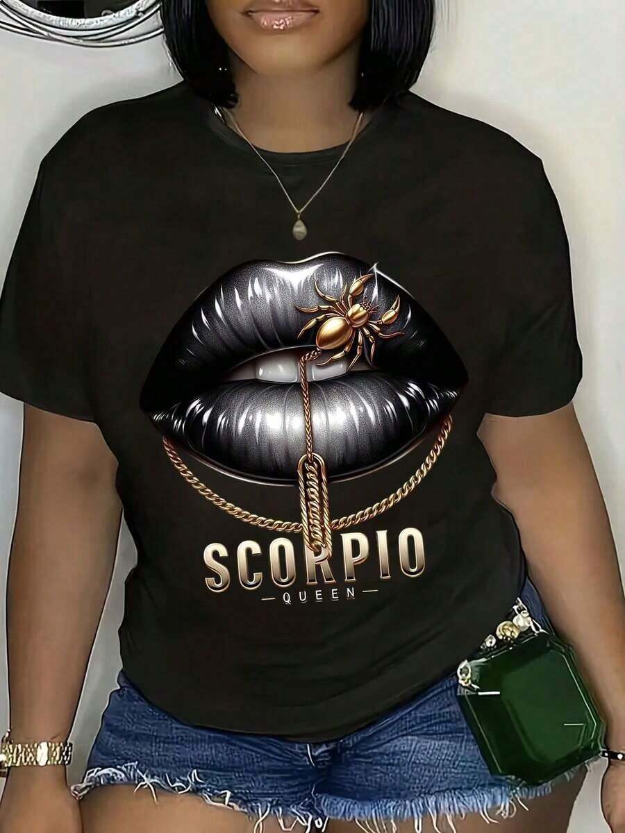1 Scorpio T-Shirt, Scorpio Gifts, Scorpio Birthday Gift, Zodiac T-Shirt, Astrology T-Shirt, Gifts For Those Born In September Or October, 180g, 100% Cotton. - 黑色 - 查看 1