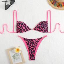 Nuevo traje de baño sexy con estampado de leopardo y tirantes para mujer, ropa de baño de alta gama para playa y spa. - base de maquillaje con estampado de leopardo - Ver 12