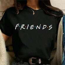1 Piece Women's Refreshing Summer Friends TV Series Funny Cartoon T-Shirt, Best Friend Graphic Tee, Korean Style Tee, Women's Top 2026180g 100% Cotton, All Patterns Are Printed. Unisex. Pure Cotton. - 白色 - 查看 5