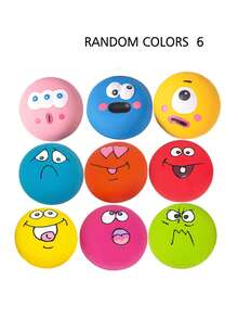 6pcs Cute Big-Eyed Dog Squeaky Toys, Rubber Pet Chew & Dental Cleaning Balls (With Built-In Squeaker), Durable Dog Balls (Suitable For Fetch Games), Long-Lasting, Elastic, Lightweight And Floatable, Suitable For Dogs Of All Sizes To Play, Interact And Train - Multicolor - View 11