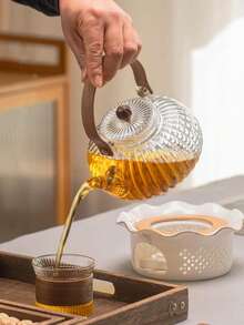 Tetera de vidrio transparente, apta para estufa, preparación de té, regalo de juego de té, hecha de vidrio borosilicato transparente de alta calidad, apta para uso doméstico, restaurante, hotel y oficina - Multicolor - Ver 7