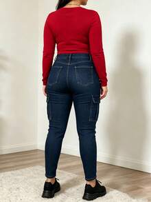 Pantalones De Mezclilla Mujer Jeans De Mezclilla Mujer Pantalon De Mezclilla Dama Baggy Jeans Mujer Con Bolsillos Laterales Casual - Pantalones vaqueros 2062-1 - Ver 2