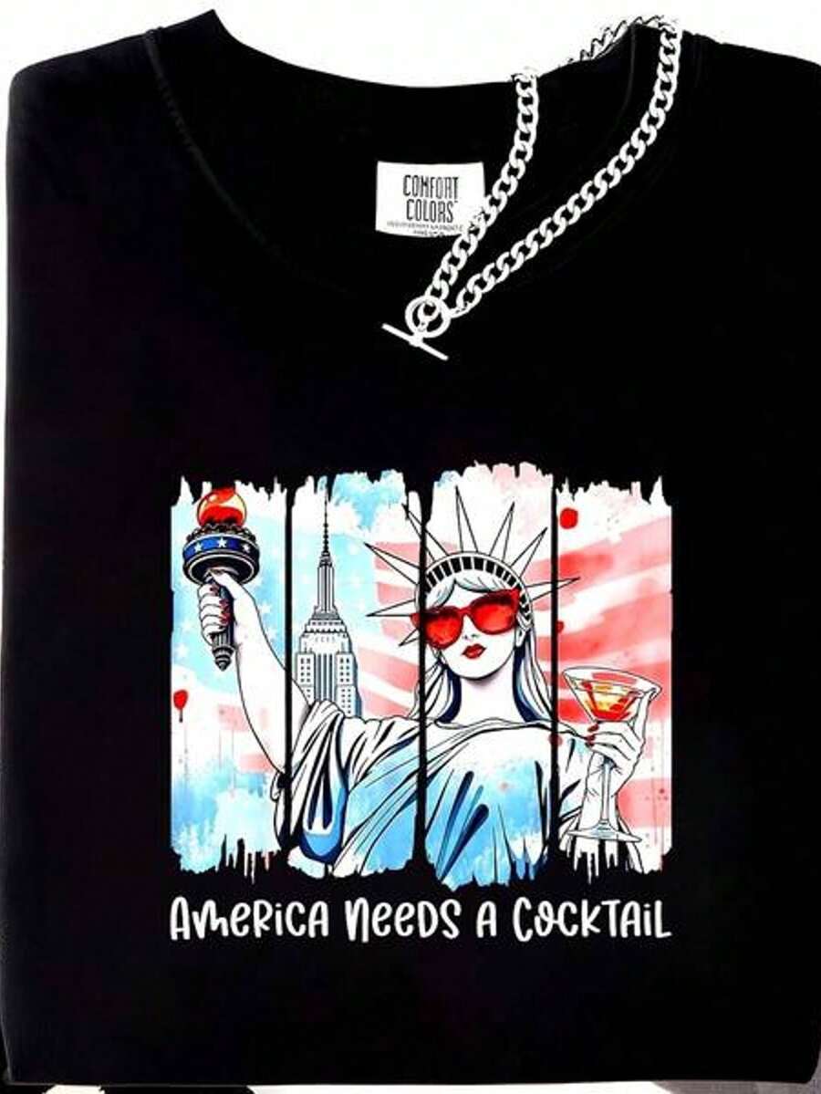 A Needs A tail Lady Liberty 4th of July Patriotic T-Shirt220g M-en's Basic Cotton T-Shirt - Unmatched ComforT-Suitable for all people, whether woM-en or M-enhigh-quality durable fabric suitable for all seans,ft to the touch but built to lastBreathabletops woM.en fall outfiT.S for woM.en vaC.Ation outfiT.S woM.en halloween costume