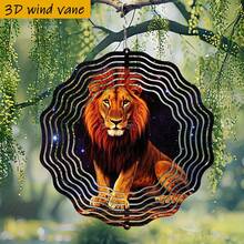 1个3D星空狮子风铃 - 360°旋转铁艺悬挂装饰,配有翱翔的狮头和闪亮珠子,10英寸室内/室外花园装饰,适合圣诞节、婚礼、派对 - 无需电池/电源,DIY风力驱动摆动(理想礼物),最佳圣诞之选(不含吊坠),款式随机 - A - 查看 4
