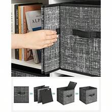 SONGMICS Cubos de Almacenamiento de Tela no Tejida de 28 cm con Asas Dobles, Juego de 6, Organizadores de Armario, MROB026B01 - negro - Ver 8