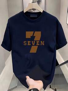 Nueva camiseta de manga corta para mujer de 180 g,% algodón - Camiseta casual versátil con estampado de verano para hombre - Camiseta con estampado de verano para parejas - Unisex - Regalo para vacaciones - Azul marino - Ver 1