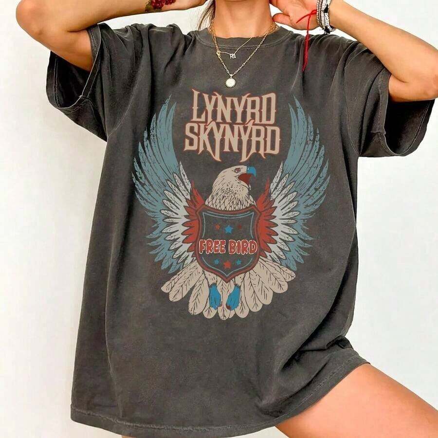 Y2K Style, Modern Style, Newest 2026 Style, Cute Style, Casual Style, Women's Blouses > Clothing. Fleetwood Graphic Tee, Retro Black Rock Music Tee 180g (S-XXXL) - 黑色 6 - 查看 1