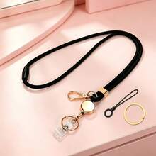 1 pieza Cordón desprendible para maestros con carrete retráctil para tarjetas de identificación, cordón para teléfono con anillos de llave dorados, cordón para llaves para trabajadores de oficina, mujeres - Multicolor - Ver 11