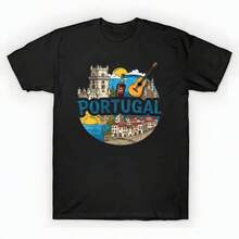 Portugal T-Shirt unisex de la de algodón puro de alta densidad de 220 g. C-AmiS-eta uniS-ex 100 % aL-Godón de - Tejido de alta densidad. Apta para todo tipo de perS-onas, ya sean mujeres o hombres. Tejido duradero de alta C-Alidad apto para todas las estaciones, suave al tacto pero duradero. Tops transpirables. Conjuntos de otoño para mujer. Conjuntos de vaC-Aciones para mujer. Disfraz de Halloween para mujer. - Negro - Ver 6