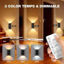1 pieza/2 piezas Luz de pared con sensor de movimiento recargable con control remoto, luz nocturna magnética regulable para dormitorio, pasillo, escaleras - Negro - Ver 4