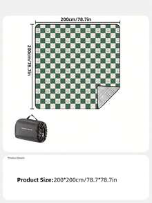 URBANWAVE City Wave Green Plaid Smiling Face Pattern Picnic Mat, Moisture-Proof Mat, Thickened Camping Mat, Outdoor Tent Mat, Waterproof Moisture-Proof Portable Mat - Green - View 11