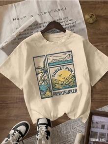 Camiseta de Manga Corta con Estilo Retro y Veraniego,Camiseta de manga corta de moda para primavera y verano de 2026, hecha en México, 180 gramos. Estampado de dibujos animados, modelo de pareja, apta para uso interior o exterior. Cuello redondo, unisex, ideal para oficina y ocio. Paquete de una pieza. - APR-P631577SLNDXZGY452 - Ver 2