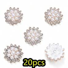 Vintage Pearl Rhinestone Flatback Beads 20PCS Acrylic Cabochons Flower Heart Oval Round Snowflake Shapes, Glossy Faux Pearl Gems For DIY Jewelry Wedding Bouquet Home Decor Party Supplies - White - View 13