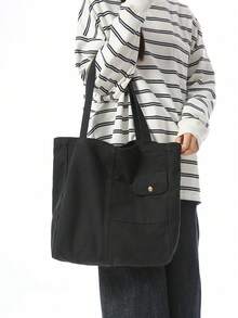 Vintage American Distressed Canvas Tote Bag, Oversized Slouchy Soft Shoulder Bag With Rivet Pockets, Casual College/School/Work Commute Handbag, Versatile Large Capacity Weekender Bag For Travel, Camping, Outdoor - Multicolor - View 10