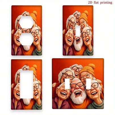 1pc Abstract Print Switch Panel Cover, Flat Printed Decorative Plate For Bathroom, Kitchen, Bedroom, Office Wall Decor